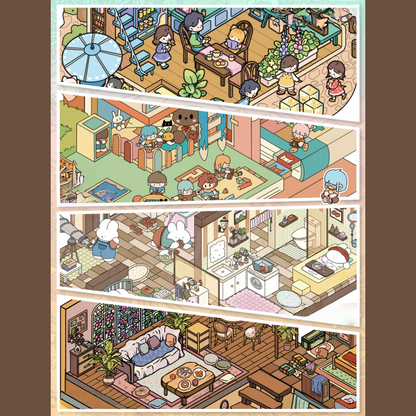Cute Daily Life 3D Sticker | 4 Cute Miniature Scenes