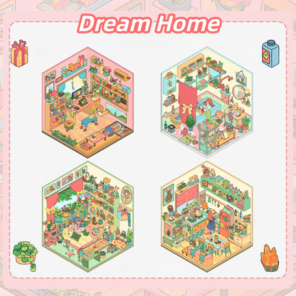 Dream Home 3D Sticker | 4 Cute Miniature Scenes