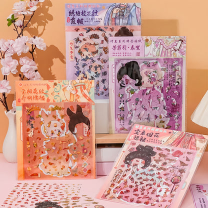 Chinese Costume Restoration 3D Sticker | 4 Cute Miniature Scenes
