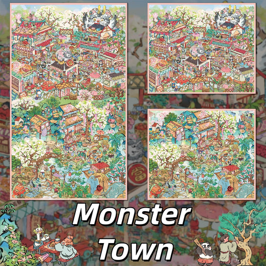 Monster Town 3D Sticker | 3 Cute Miniature Scenes