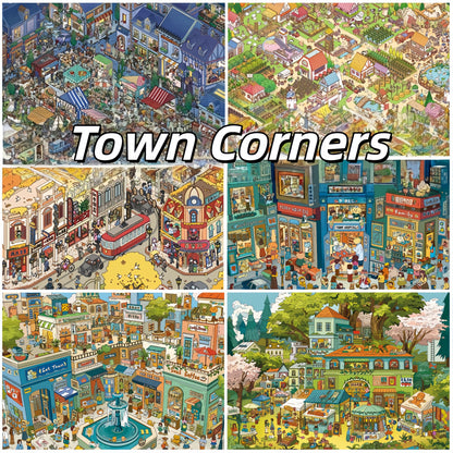 Town Corners 3D Sticker | 6 Cute Miniature Scenes