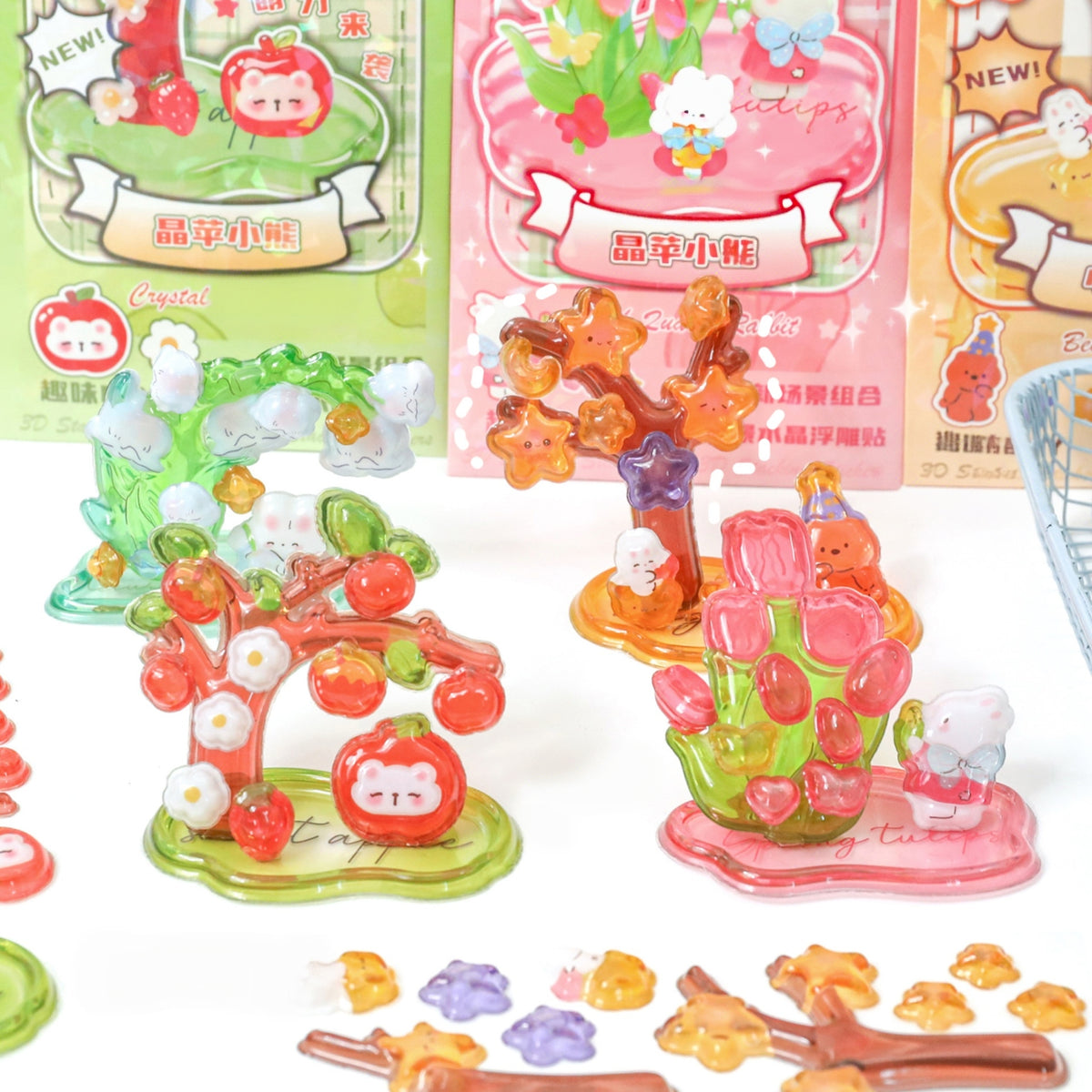 Crystal Friends 3D Stackable Stickers | 4 Cute Miniature Themes