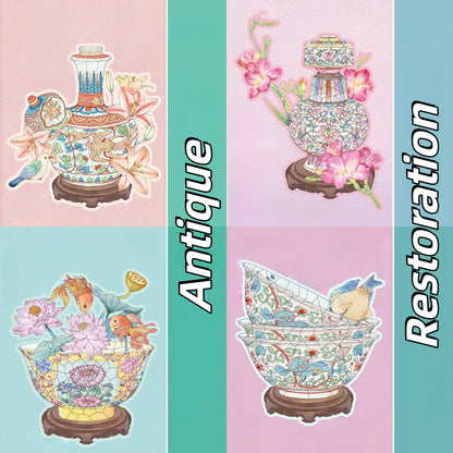 Antique Restoration 3D Sticker | 4 Cute Miniature Scenes