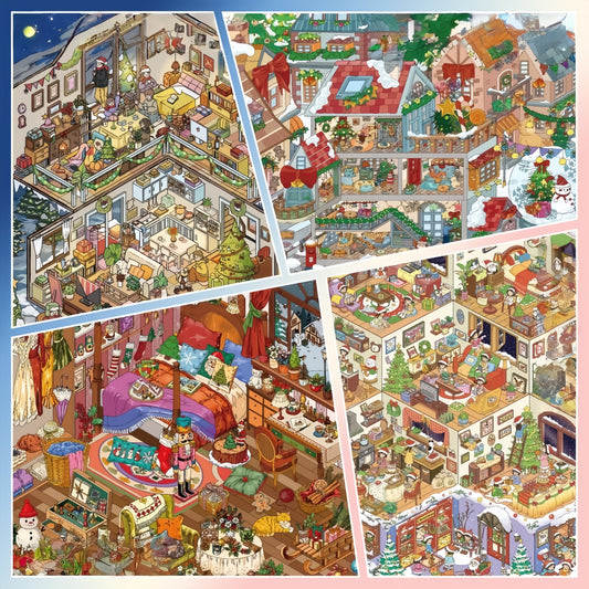 Christmas House 3D Sticker | 4 Cute Miniature Scenes