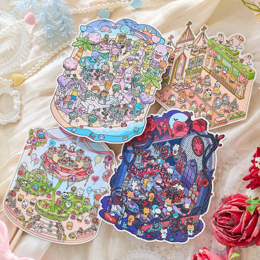 Romantic Wedding 3D Sticker | 4 Cute Miniature Scenes