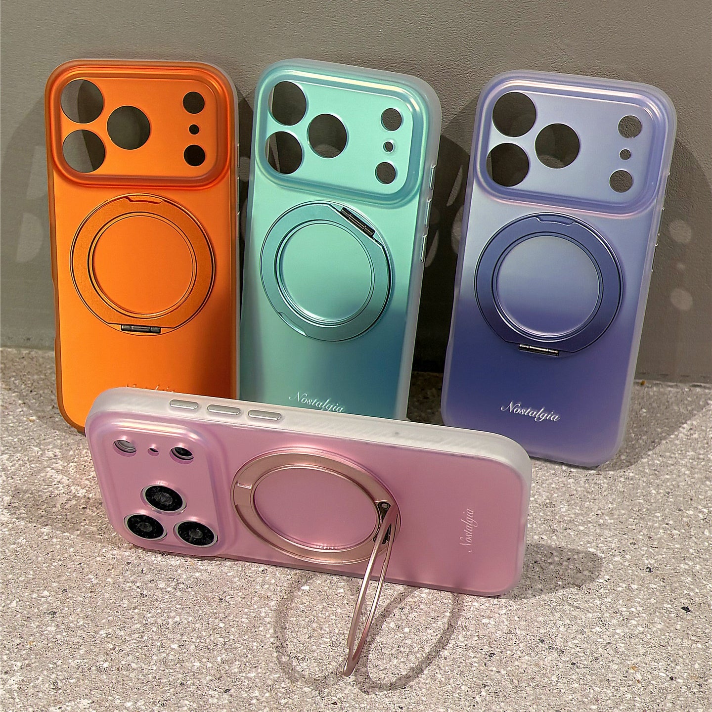 Matte Solid Color Rotating Stand Acrylic Phone Case