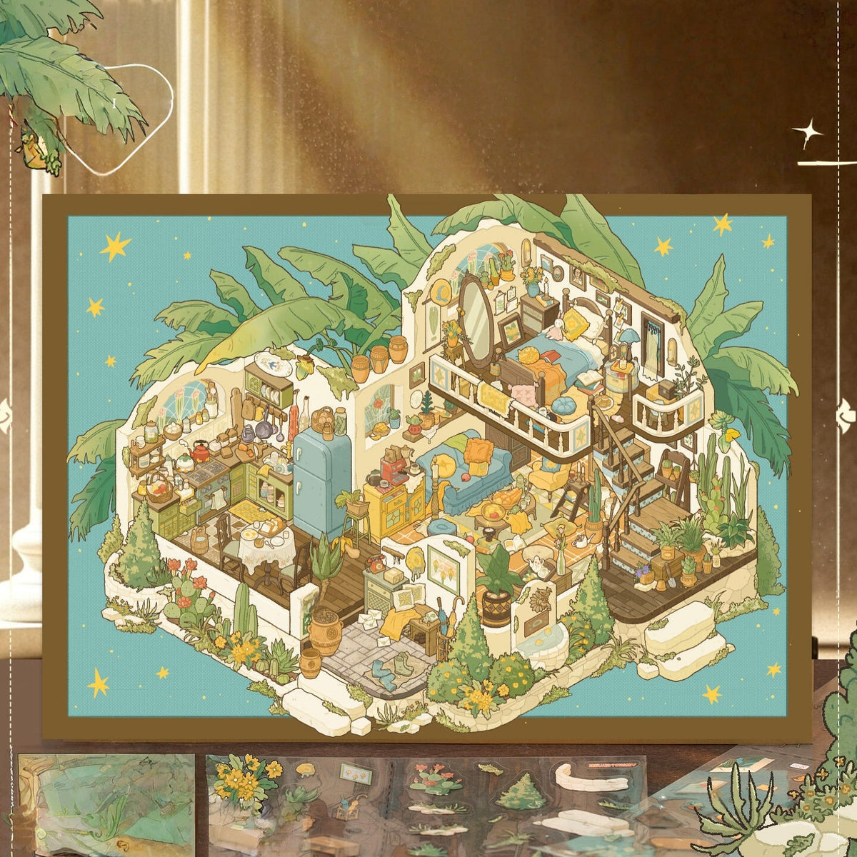 Southern French Courtyard 3D Sticker