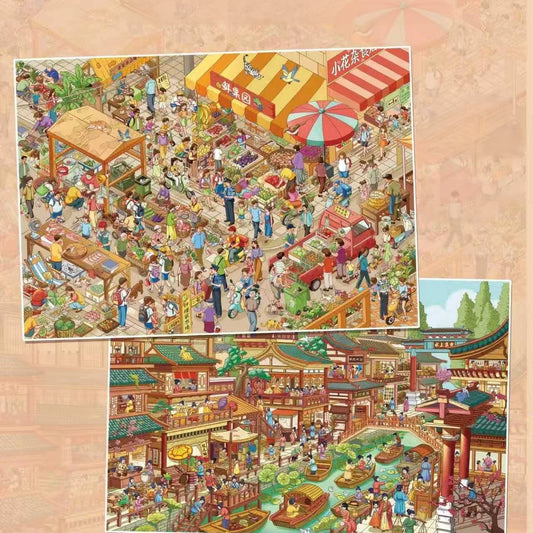 Market Days 3D Sticker | 2 Cute Miniature Scenes