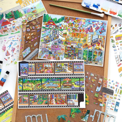 Puzzle Life 3D Sticker | 2 Cute Miniature Scenes
