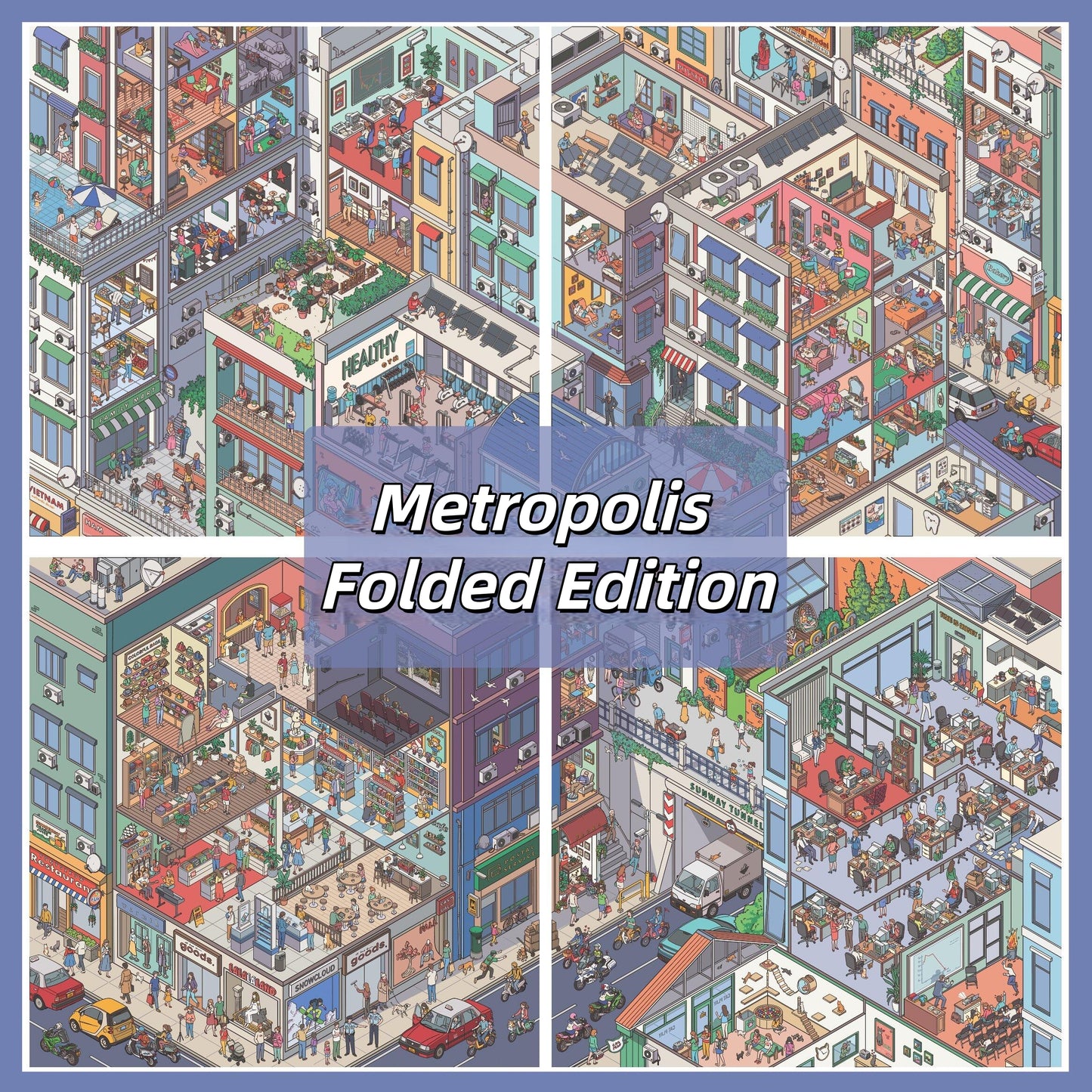 Metropolis 3D Sticker | 4 Cute Miniature Scenes
