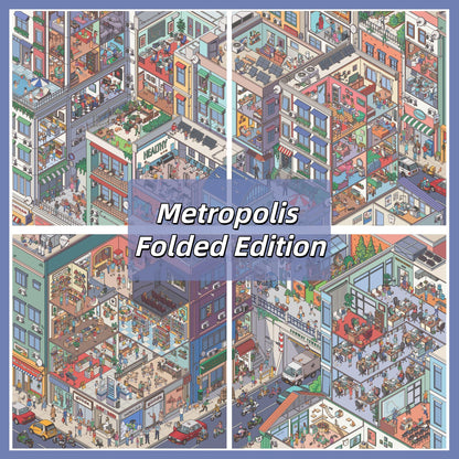 Metropolis 3D Sticker | 4 Cute Miniature Scenes