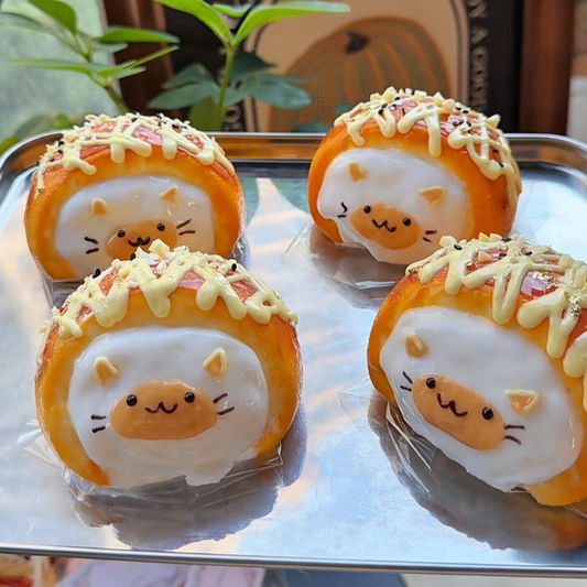 Siamese Cat Hand-Painted Takoyaki Rice Ball Squishy