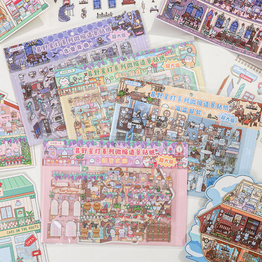 Fantasy Buildings 3D Sticker | 4 Cute Miniature Scenes