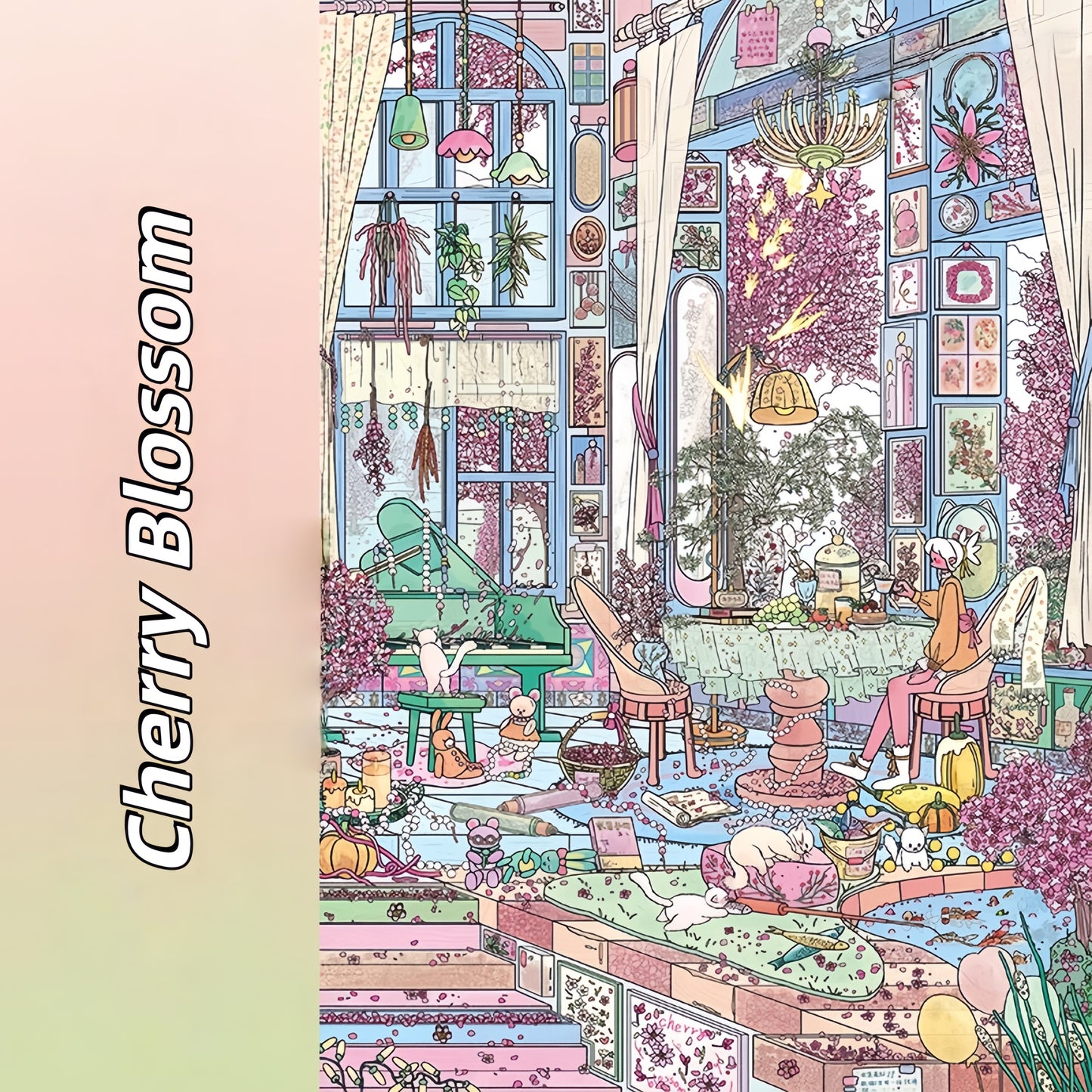 Maple & Cherry House 3D Sticker | 2 Cute Miniature Scenes