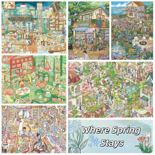 Where Spring Stays 3D Sticker | 6 Cute Miniature Scenes