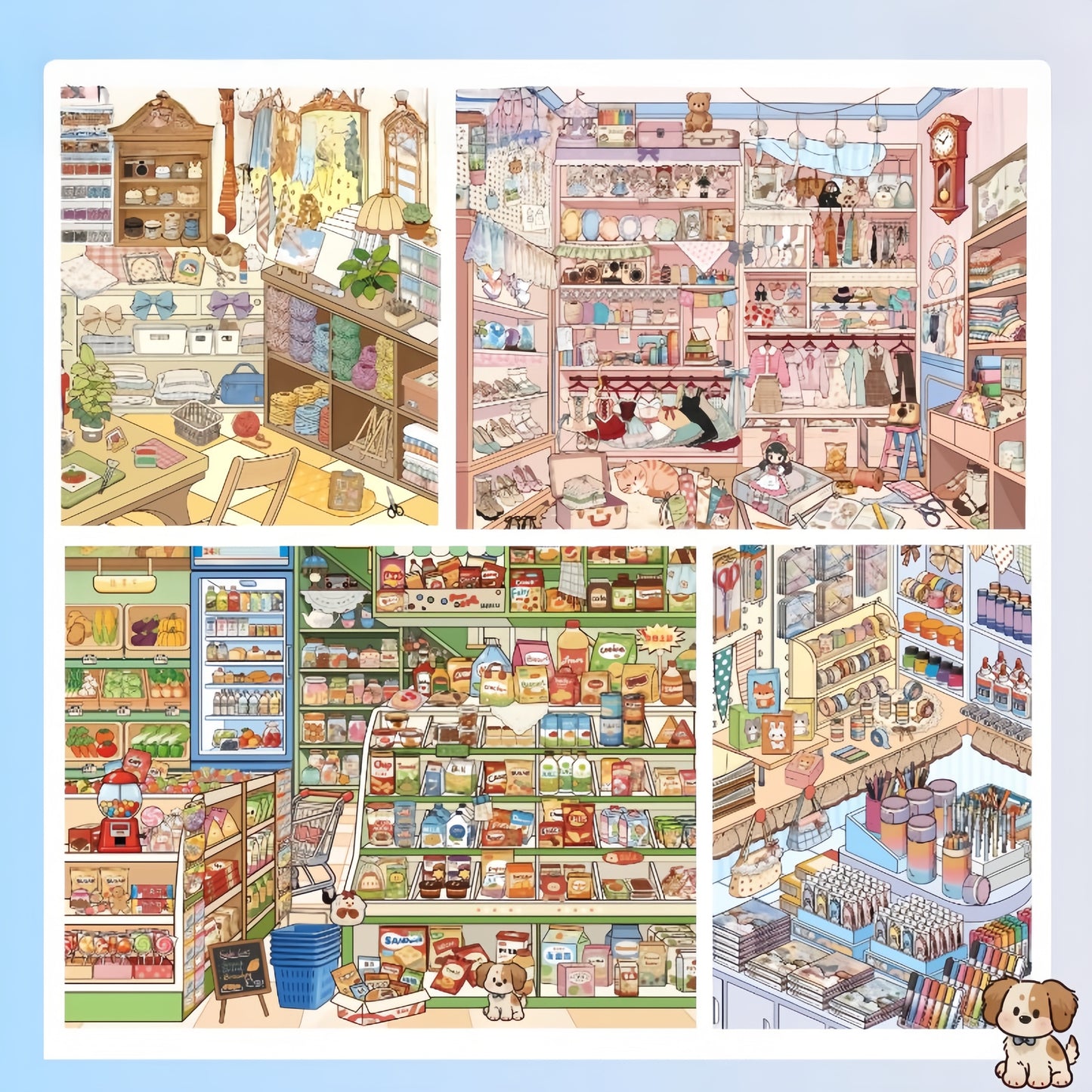 Shelf Display 3D Sticker | 4 Cute Miniature Scenes