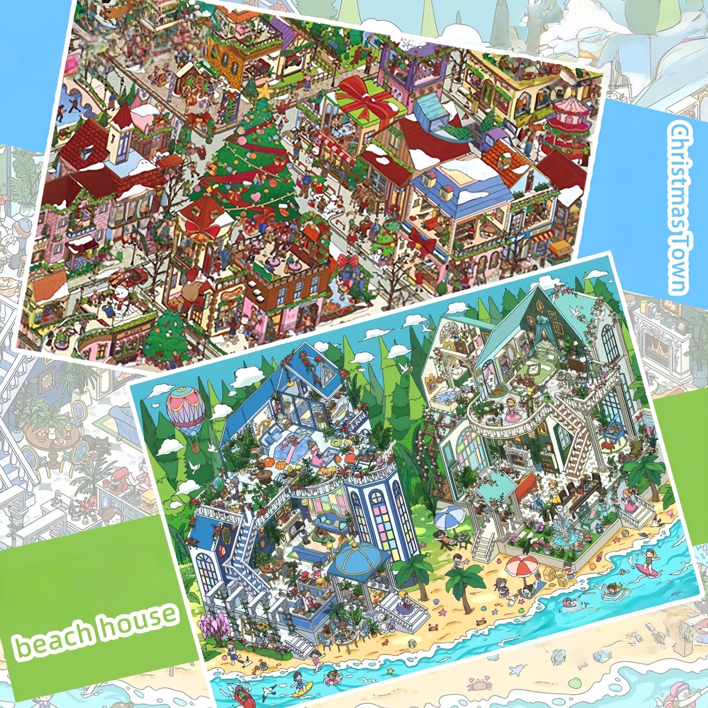 Christmas Streetscape 3D Sticker | 2 Cute Miniature Scenes