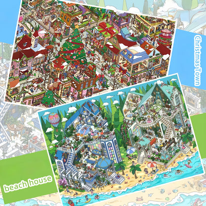 Christmas Streetscape 3D Sticker | 2 Cute Miniature Scenes