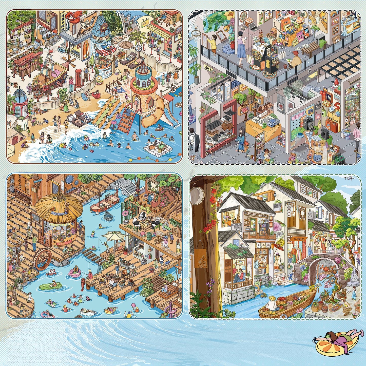 Island Hours 3D Sticker | 4 Cute Miniature Scenes