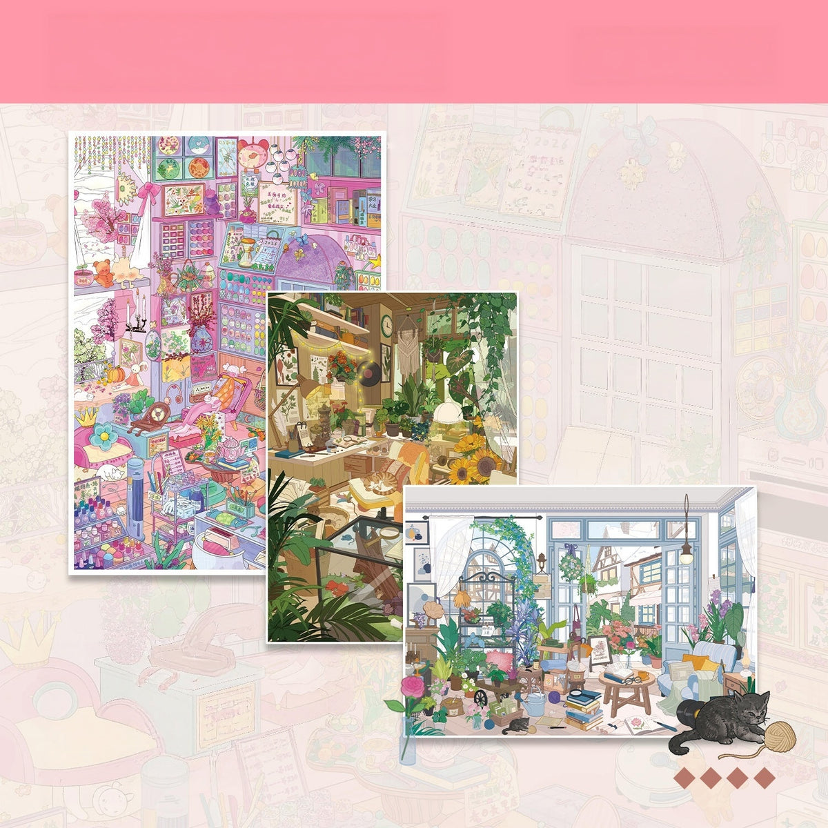 Green Corners 3D Sticker | 3 Cute Miniature Scenes
