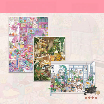 Green Corners 3D Sticker | 3 Cute Miniature Scenes