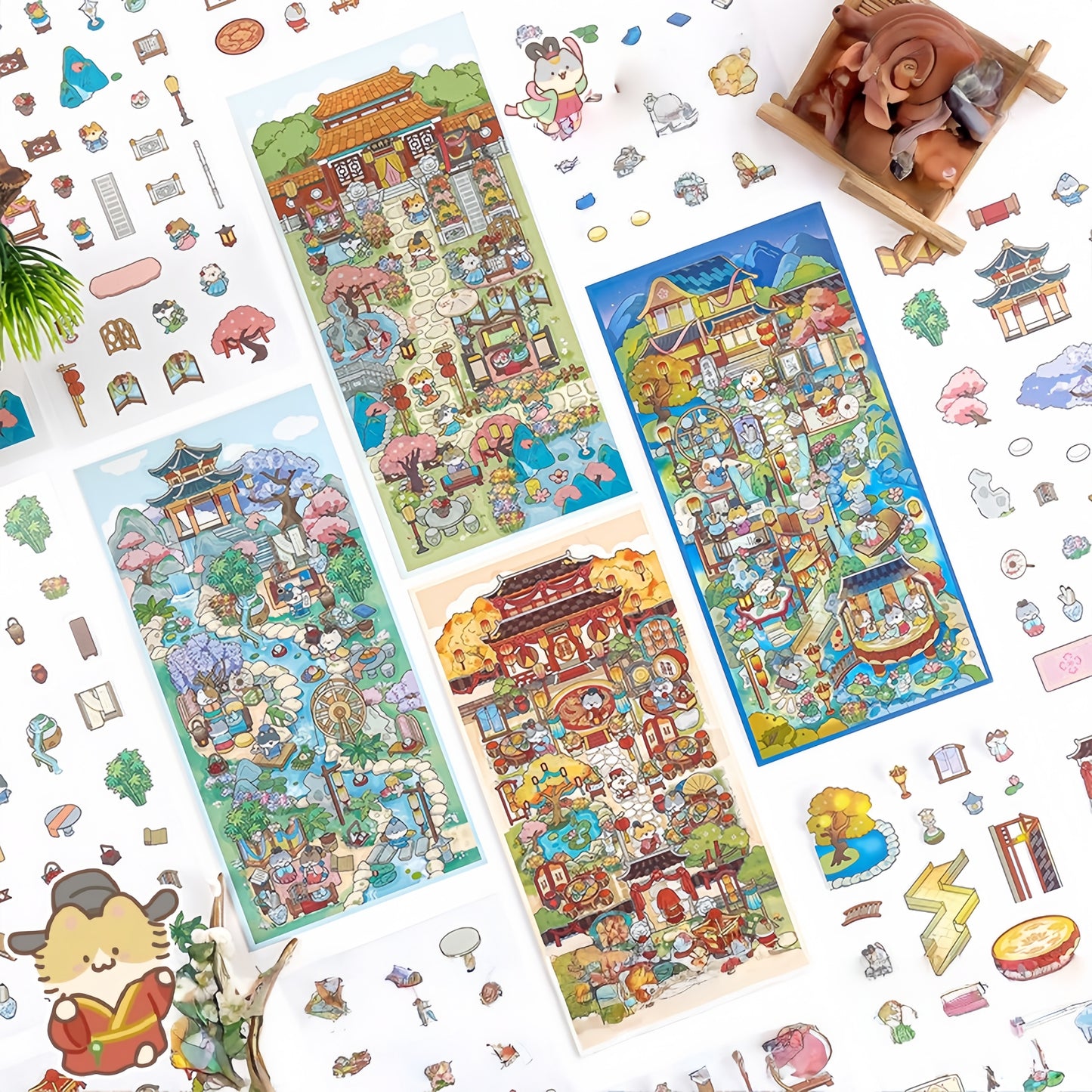 Chronicles of Elegance 3D Sticker | 4 Cute Miniature Scenes