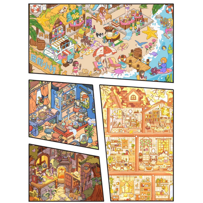 Whimsical World 3D Sticker | 4 Cute Miniature Scenes