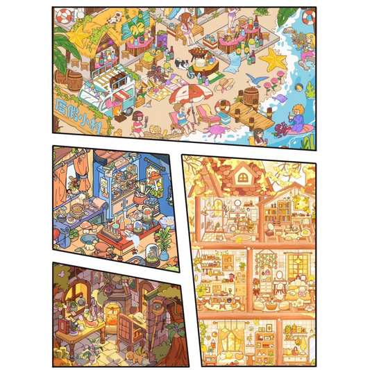 Whimsical World 3D Sticker | 4 Cute Miniature Scenes