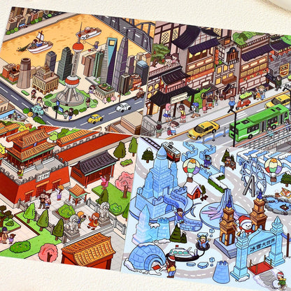Traveling Through China 3D Sticker | 4 Cute Miniature Scenes