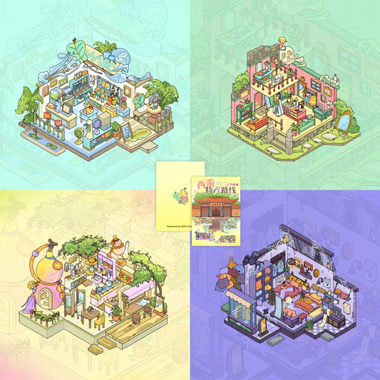 Monster Merchants 3D Sticker | 4 Cute Miniature Scenes
