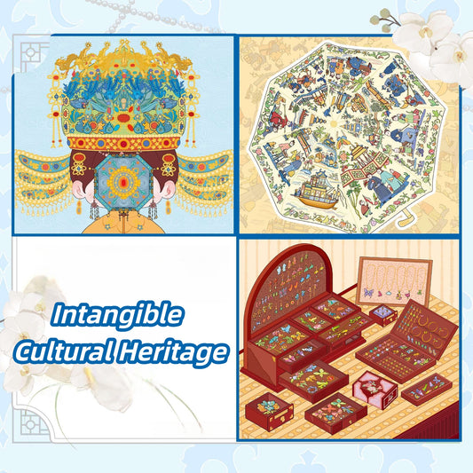 Intangible Cultural Heritage 3D Sticker | 3 Cute Miniature Scenes