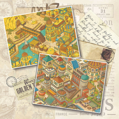 Ancient City 3D Sticker | 2 Cute Miniature Scenes