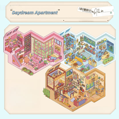 Daydream Apartment 3D Sticker | 3 Cute Miniature Scenes