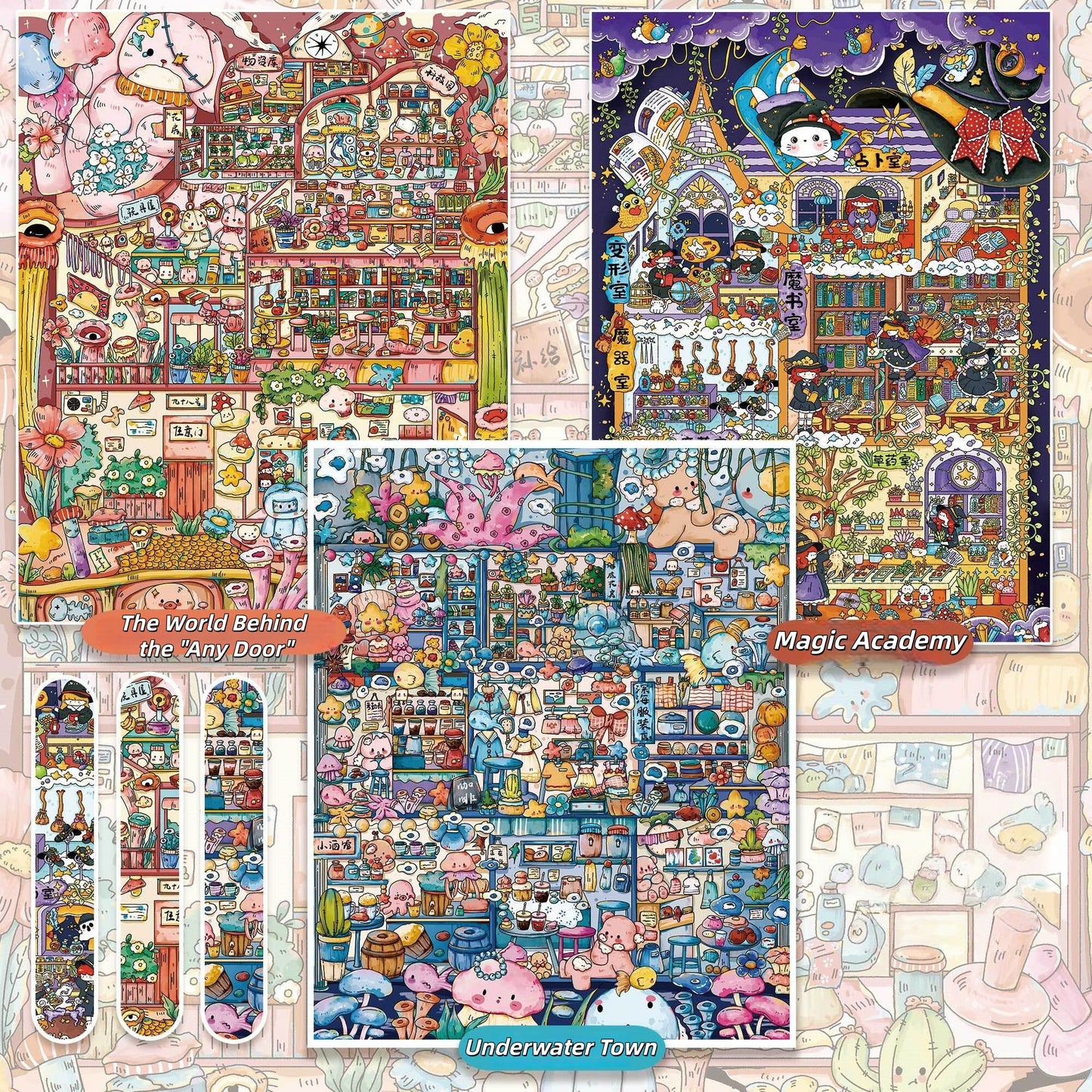 Cubic Building 3D Sticker | 3 Cute Miniature Scenes