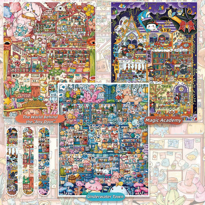 Cubic Building 3D Sticker | 3 Cute Miniature Scenes