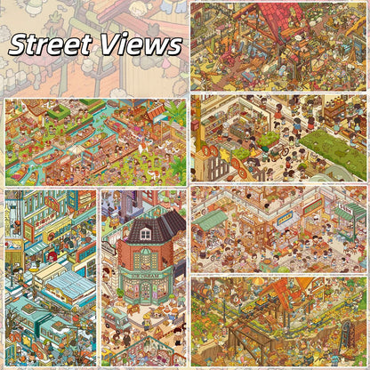 Street Views 3D Sticker | 7 Cute Miniature Scenes