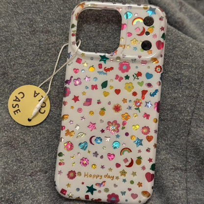Colorful Gilt Moon Flowers Acrylic Phone Case