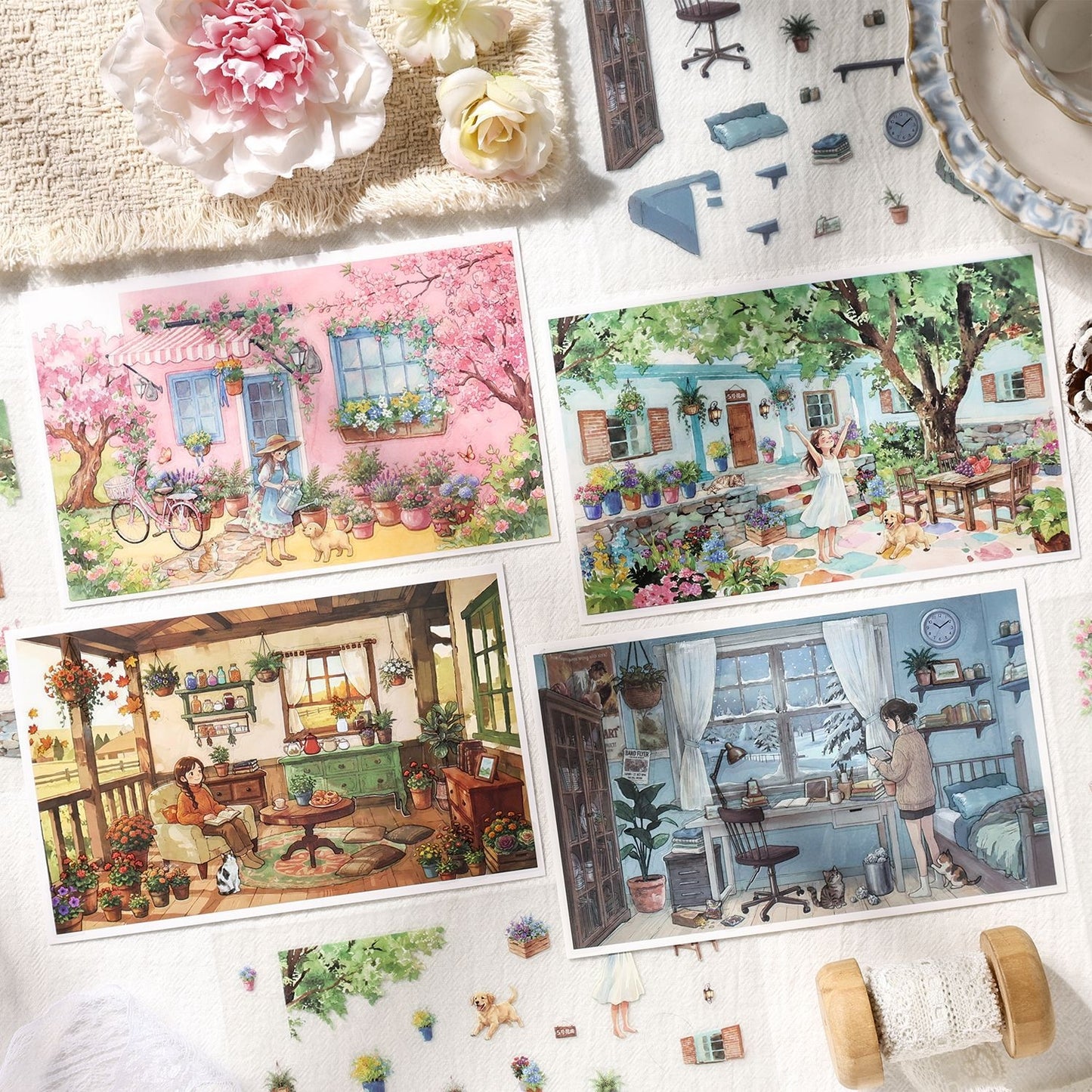 Floating Light Atlas 3D Sticker | 4 Cute Miniature Scenes
