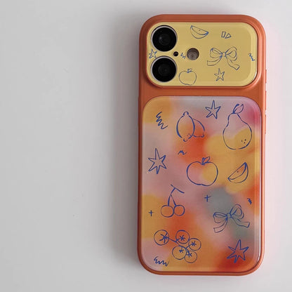 Blended Line Fruit Illustration Acrylic Phone Case