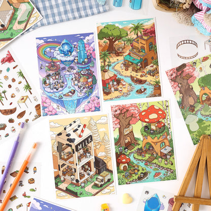 Oasis Journey 3D Sticker | 4 Cute Miniature Scenes