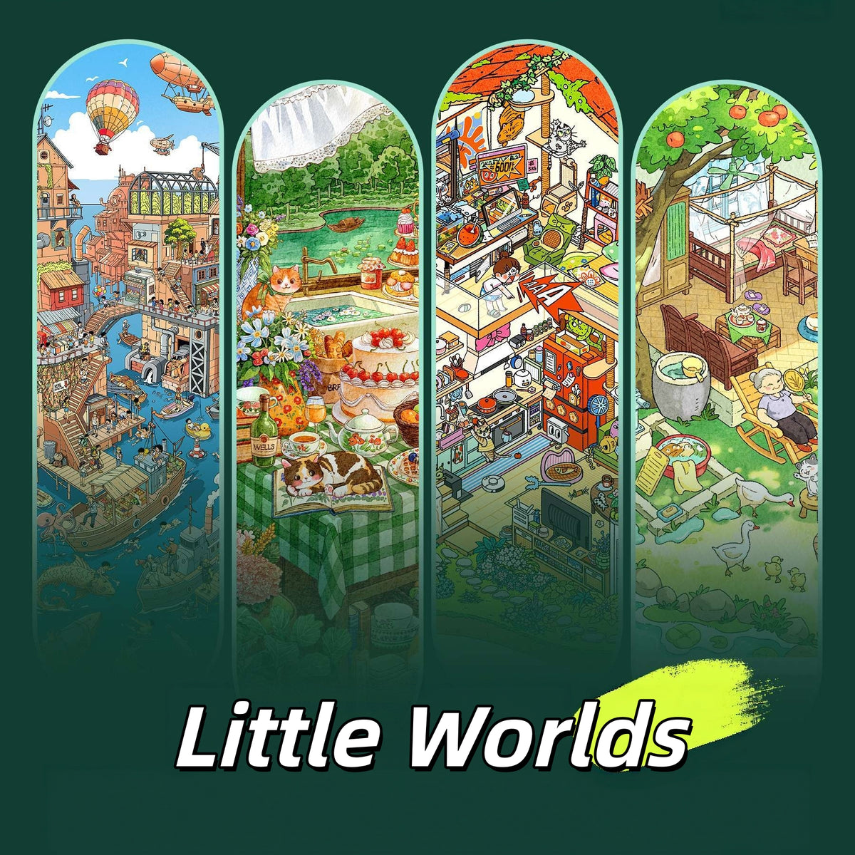 Little Worlds 3D Sticker | 4 Cute Miniature Scenes