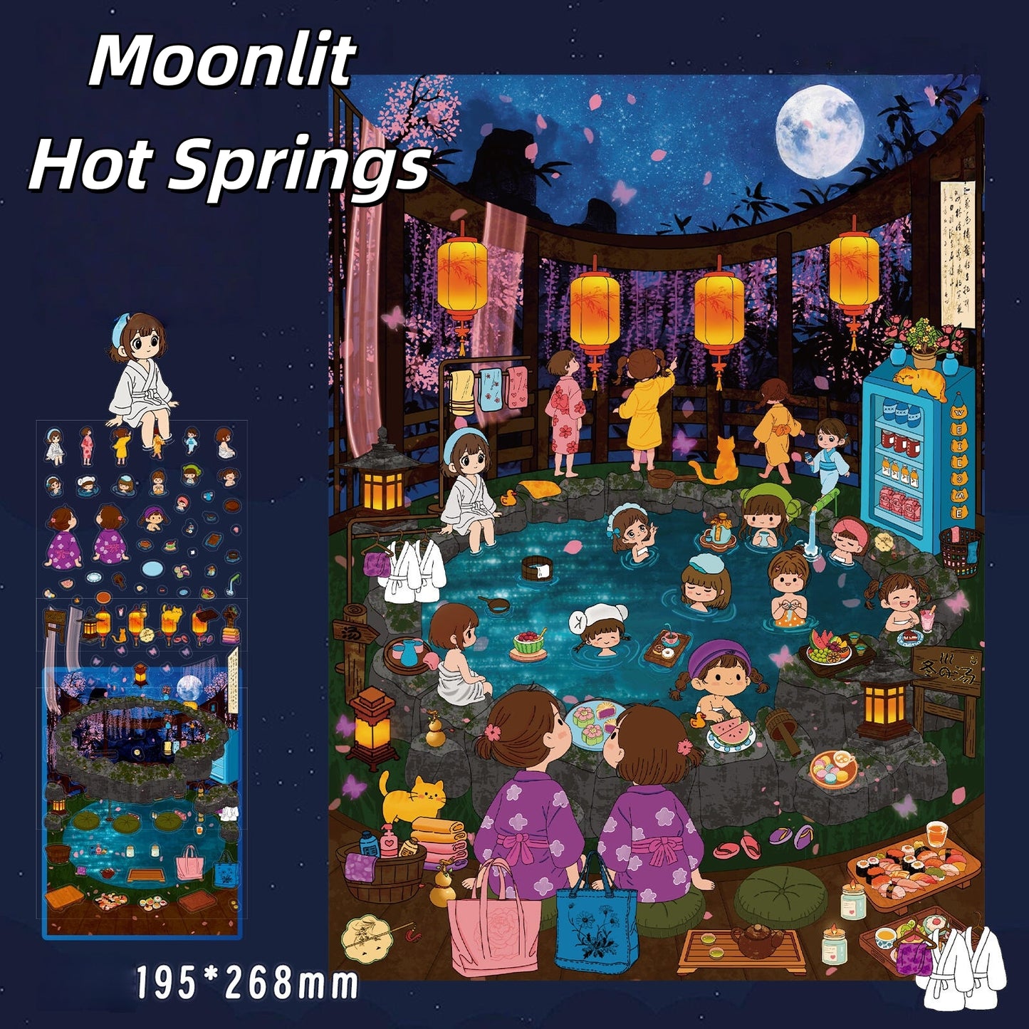 Moonlit Hot Springs 3D Sticker