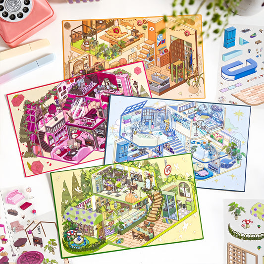 My Two-Story Kingdom 3D Sticker | 4 Cute Miniature Scenes