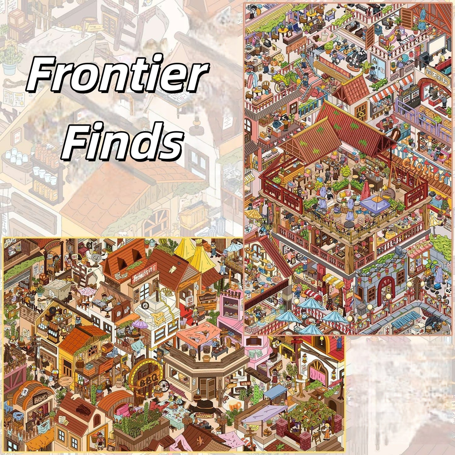 Frontier Finds 3D Sticker | 2 Cute Miniature Scenes