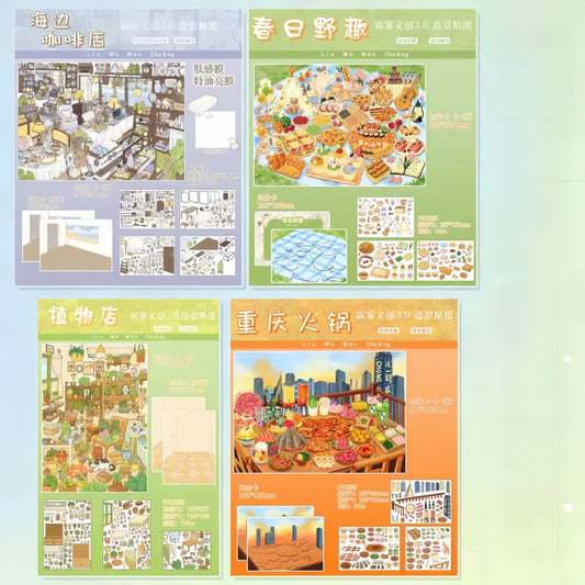 Local Favorites 3D Sticker | 4 Cute Miniature Scenes