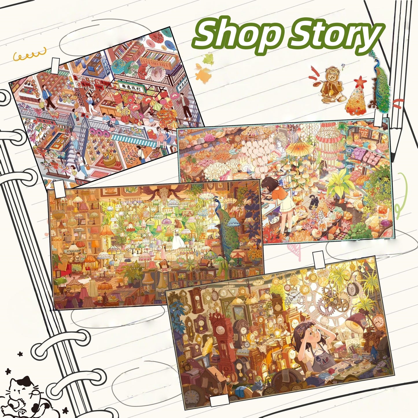 Shop Story 3D Sticker | 4 Cute Miniature Scenes