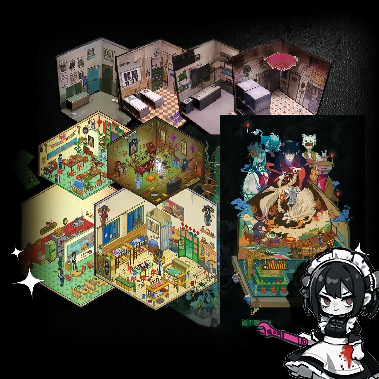 Haunted Decor Master 3D Sticker | 3 Cute Miniature Scenes