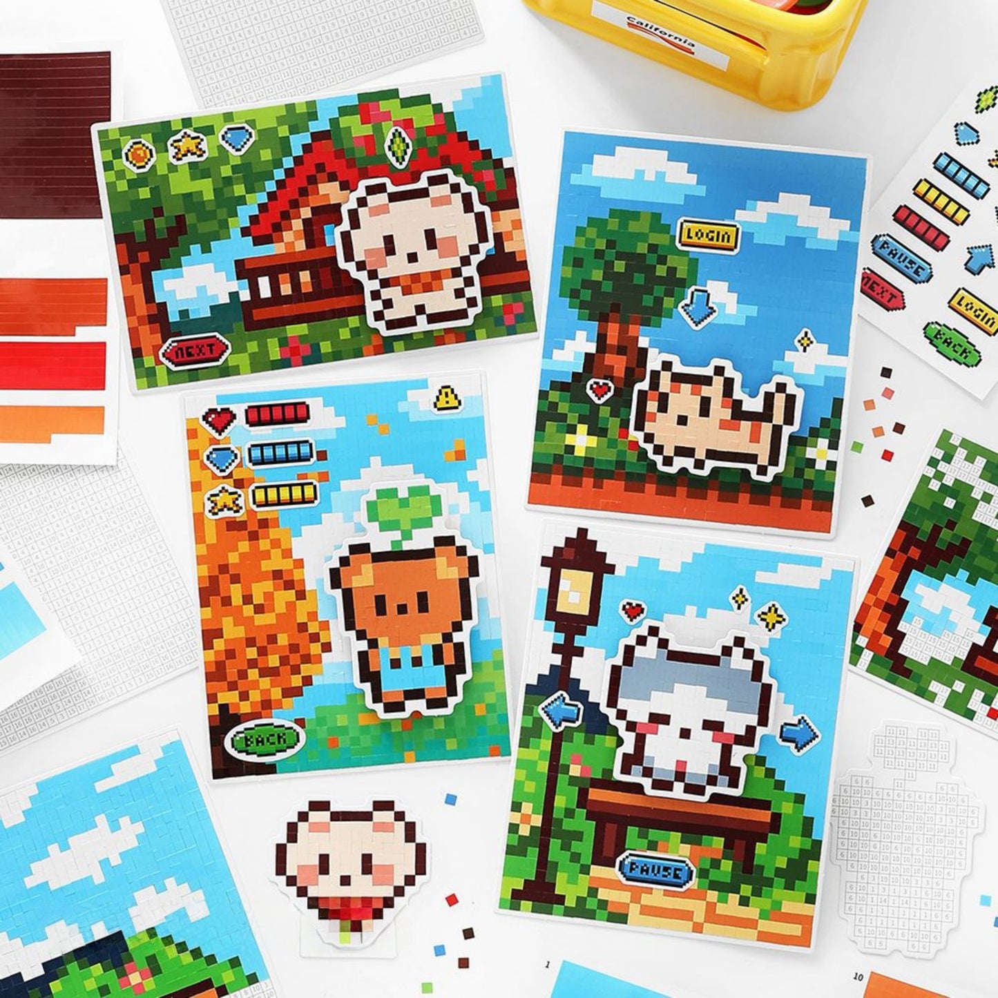 Pixel Bead 3D Sticker | 4 Cute Miniature Scene