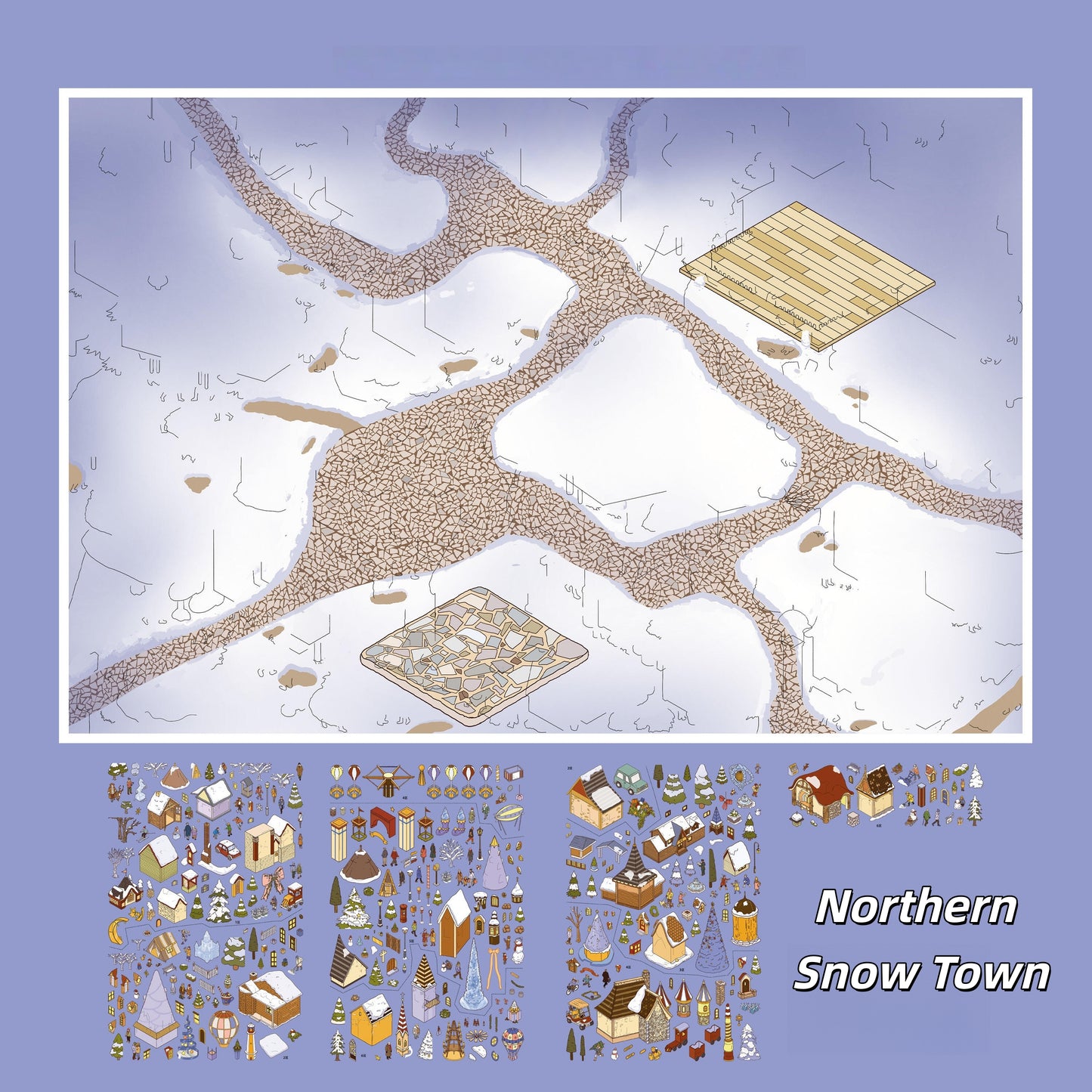 Border Towns 3D Sticker | 2 Cute Miniature Scenes
