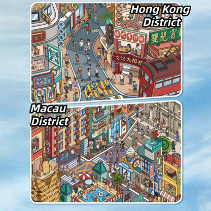 Chinese Cities 3D Sticker | 2 Cute Miniature Scenes
